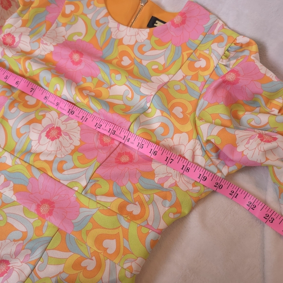 NWT Alexia Admor Moira Crewneck Mini Fit And Flare dress Bright 70's Retro Large - Picture 9 of 16